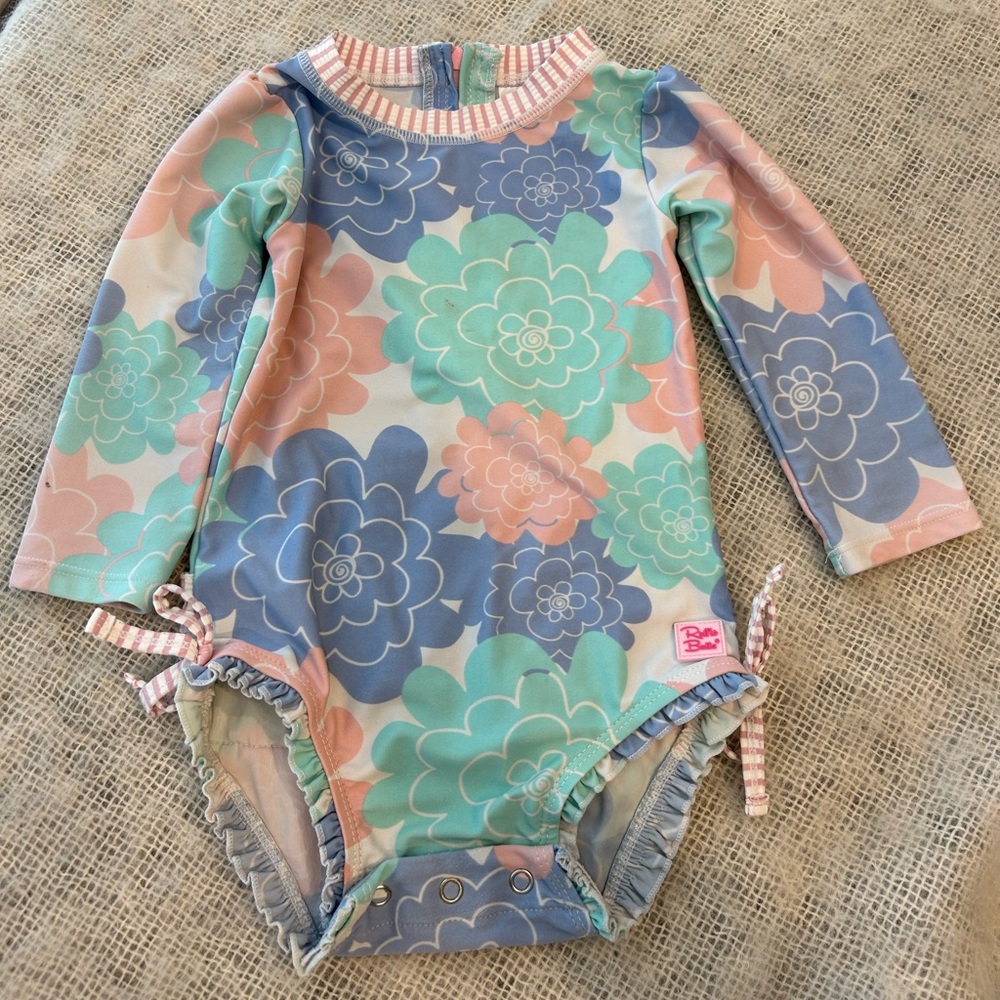 RuffleButts Rashguard Long-sleeve Swimsuit (12-18 months)